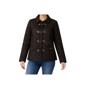 Charter Club Jacket Womens Size L Brown Quilted Toggle Zip Close Classic Preppy